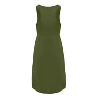 Clearsance Ljetne haljine za žene Dužina koljena bez rukava Modna haljina za sunčanje Čvrsta V-izrez Haljina vojska zelena l