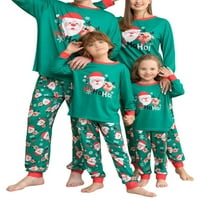 Božićni podudaranje Porodični pidžami Postavite crtani film Santa jelen Ispis dugih rukava na vrhu hlače