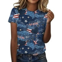 Dan nezavisnosti Žene Grafičke majice Ženska zastava CrewNeck kratki rukav labav majica