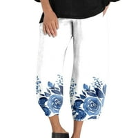 Kali_store teretni hlače Žene Žene Ljeto Čvrsto struk Široke pantalone za noge uredske radne pantalone Plava, m
