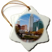 3Droze SAD, Nebraska, Omaha, Gene Leahy Mall, Skyline - Snowflake Ornament