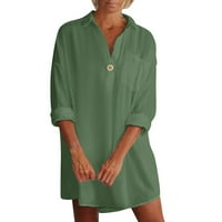 Padort haljine za žensku ležerna plaža Flowy Smaed elastična struka Tined Midi haljina zelena, s
