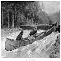 Kanada: trgovina krzna. N'ine krute struje. ' Graviranje drveta, 1891. nakon Frederic Remington. Poster