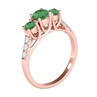 Mauli dragulji za žene za žene Carat dijamant i okrugli oblik smaragdnog prstena 4-prong 10k ruže zlato