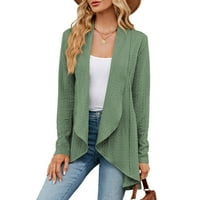 IOPQO odijela Ženska jakna dame dugih rukava Solid Color Colore labav kardigan Top pletena jakna Ženske kapute Mint Green XL