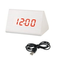 Ludlz digitalni budilnik, sa drvenim elektronskim LED vremenskim prikazom, podešavanja alarma, vlažnosti