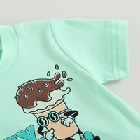 Calsunbaby Newborn Baby Boy Summer Outfit kratki rukav Cartoon Print Top + Elastični kratkiši za 0-24m