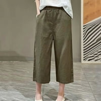Žene Kapri Ženski solidni elastični struk Ljeto Udobne pamučne hlače sa džepovima