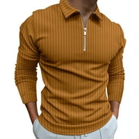 Muške majice Ležerne prilike Jesenski prugasti tkanini zatvarač Okrenite košulju s dugim rukavima na dugih rukava za muškarce