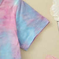 Corashan Roditelj-dijete, majica i kćerke Majica Ljeto Tiedye Rainbow Print Porodično podudaranje odijelo