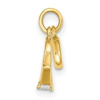 Carat u Karatsu 14k Yellow Gold CZ Mini 3D vjenčani prsten privjesak šarm sa 10k žutom zlatnom laganom konopskom ogrlicu 16 ''