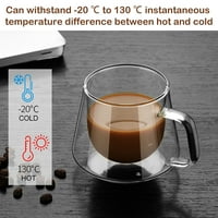 Staklene kafe šalice kafe dvostruko zidne čaše za kavu 200ml otporne na toplinu Espresso šalice izolirane čiste čajne šalice s ručkom višenamjenske šalice za kavu za kafić mliječni sok