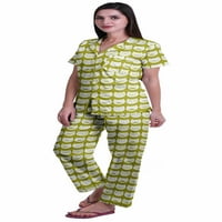 Moomaya tiskani pidžama s kratkim rukavima za žene tiskano dugme za spavanje majica