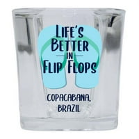 Copacabana Brazil Suvenir Squane Shot Glass Flip Flop dizajn 4-pakovanje