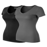 MixMatchy Ženske osnovne čvrste multi boje ugrađena majica s kratkim rukavima [S-3XL]