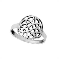 Srebrna ženska oksidiranog srebrnog kruga Celtic Dara Knot prsten