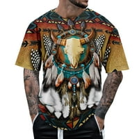 Wefuesd muns majica Muška ljetna moda retro drevni okrugli vrat Digitalni 3D tiskani majica kratkih