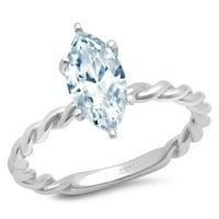 2CT Marquise rez plavi simulirani dijamant 14k bijeli zlatni godišnjički angažman prsten veličine 5