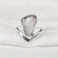 Prirodni ružinski kvarcni prsten, grubi kvarcni draguljski prsten, rodni kamen, Vnown vez, srebrna,