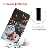 Samimore Magnetic Clap Wallet futrola za Samsung Galaxy S ultra, [uzor kreditne kartice] oslikani uzorak PU kožna poklopac Podrška Kickstand i ručni remen Otporni na udarcu, tri mačke
