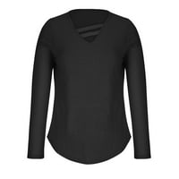 Ležerne majice za žene - Slobodno vrijeme TOP SOLID V pulover u vratu Comfy Jednostavni vrhovi Dugi