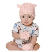 Cleance ispod $ baby beanie za dečko devojke poklopac pamučne pletene zimske tople šešire + rukavice se postavljaju ružičasta