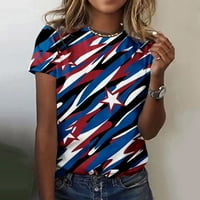 Hinvhai prevelike majice za žene odolijevanje plus veličine Dan nezavisnosti Žene Štampanje bluza Kratka