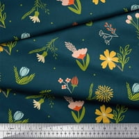 Soimoi Blue Rayon tkanina umjetnički list i cvjetna otisnuta tkanina od dvorišta široka