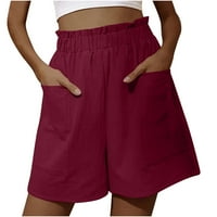 Fchengtais posteljine kratke hlače za ženske ležerne ljetne kratke hlače sa džepovima