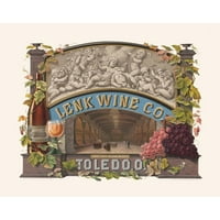 Wittemann Bros. Crni ukrašeni drveni okvir uramljen dvostruki matted muzej umjetnički print pod nazivom: Lenk Wine Co., Lake Erie Island Wine, Toledo, O