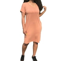 Prevelike majice za žene Ležerne prilike V-izrez Ženske džepove T Srednja duljina haljina sitna maxi