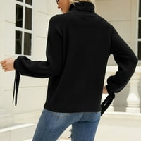 Aaimomet Cardigan za žene plus veličine Žene kornjače dugih rukava pulover kabela pletene džempere mekani skakač, crni m