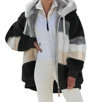 Sngxgn ženska puna zip jakna vrhunska jakna dugih rukava, kaput zimski kaputi za žene, crna, veličina