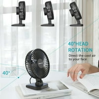 Ventilator za stol, mali, ali moćni, tihi prenosivi ventilator za stolni stolni stol, podešavanje 40 ° za bolje hlađenje, brzine