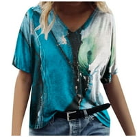 Dressy Bluze za žene Ženske tees Loop Fit, Women plus veličina T majice Kratki rukav T-majice V izrez