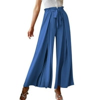 Simu ženske casual labave hlače udobne žene modni luk labavi visoki struk nagli široki pantalone za