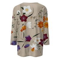Bluze za žene, ženski okrugli rukav za vrat ljetni odmor T majice cvjetni tisak plus veličina bluze fragarn