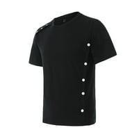 Tking modni muški majica modna casual solid multi dugme okrugli vrat kratkih rukava majica za muškarce