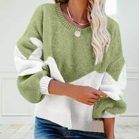 Ženski pulover Stripe neregularni ubojni vrat koji odgovara labavim džemperskim džemperskim džemper