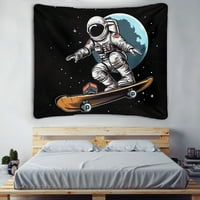 Skateboard Astronaut Small tapiserski zastori, smiješni fantastični prostor Početna Dekor za spavao