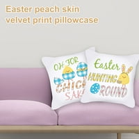 Živjeli nas sretna uskršnja tema bacaju jastuk navlake šarene uskrsne jaje crtani zec zeko cvijeće vijenac