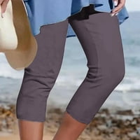 Ženske noge za noge Capri hlače visoke elastične strugove pantalone za spajanje sportova rastezanje modnog opuštanog solid smeđi xxxxxl