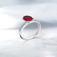 Gem Stone King 0. CT ovalni crveni mistik Topaz bijeli dijamant 10k bijeli zlatni prsten