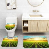 Zeleno polje kukuruza u zalasku sunca Kupatilo za kupatilo set za kupac Contour Mat i toaletni poklopac poklopca