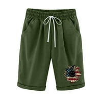 Ljetne pamučne kratke hlače za žene Dan neovisnosti kratke hlače Ležerne prilike za praćenje track Hotsas sa džepovima Vojska zelena XXL