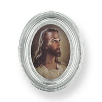 3-1 2 4-1 2 srebrni ovalni okvir sa sallman head of Krist Print