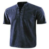 Muški vrhovi stalak košulja majica čipkaste košulje Retro bluza Ljetna tee mornarsko plava 5xl