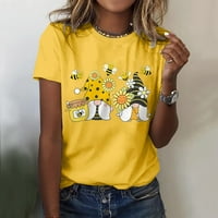 Ženske majice Ženski modni ležerni festival Honeybee tiskani okrugli vrat kratkih rukava Top bluza Yellow