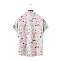 Flamingos Fashion tiskana majica Men Ljeto Plaža Kratki rukav Ležerna havajska majica, F-140