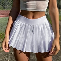 Cleance ispod $ Charella Ženska solidna boja Naslijeđena ultra kratka suknja visoki struk tanki patent zatvarač A-line suknja bijela, l